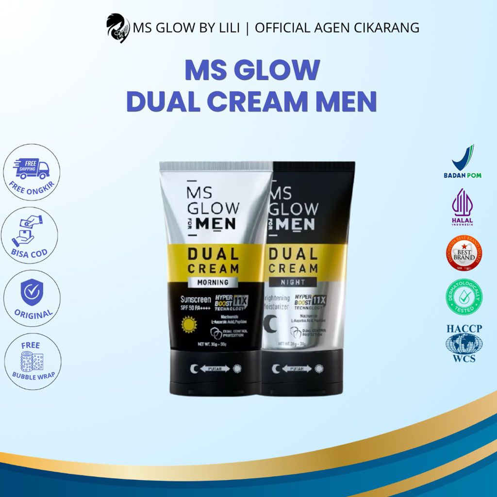 MS Glow For Men Cream Day Night Energy Bright Siang dan Malam Cerahkan Wajah