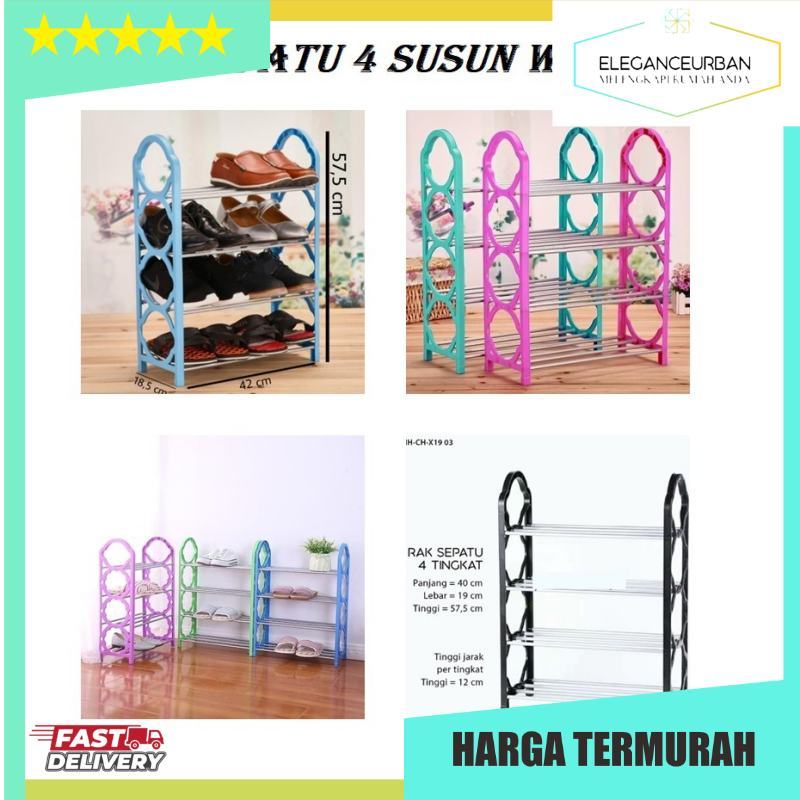 Rak Sepatu 5 / 4 susun Stainless Warna/ GSF Lemari Stainles 5 susun