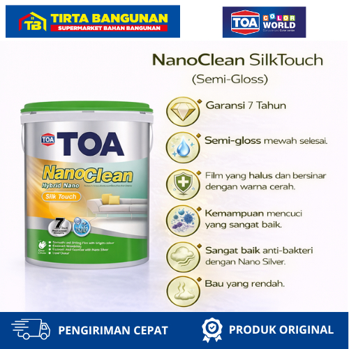 TOA NANO CLEAN SILK TOUCH INT CAT TEMBOK TINTING HARGA BY REQUEST WARNA 20 liter