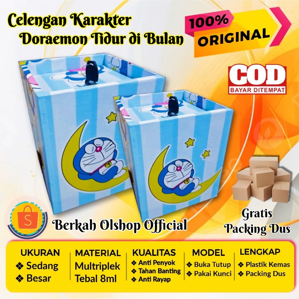 Celengan Karakter Doraemon (Pakai Kunci) - Celengan Kunci Gembok - Celengan Pakai Kunci - Kado Ulang
