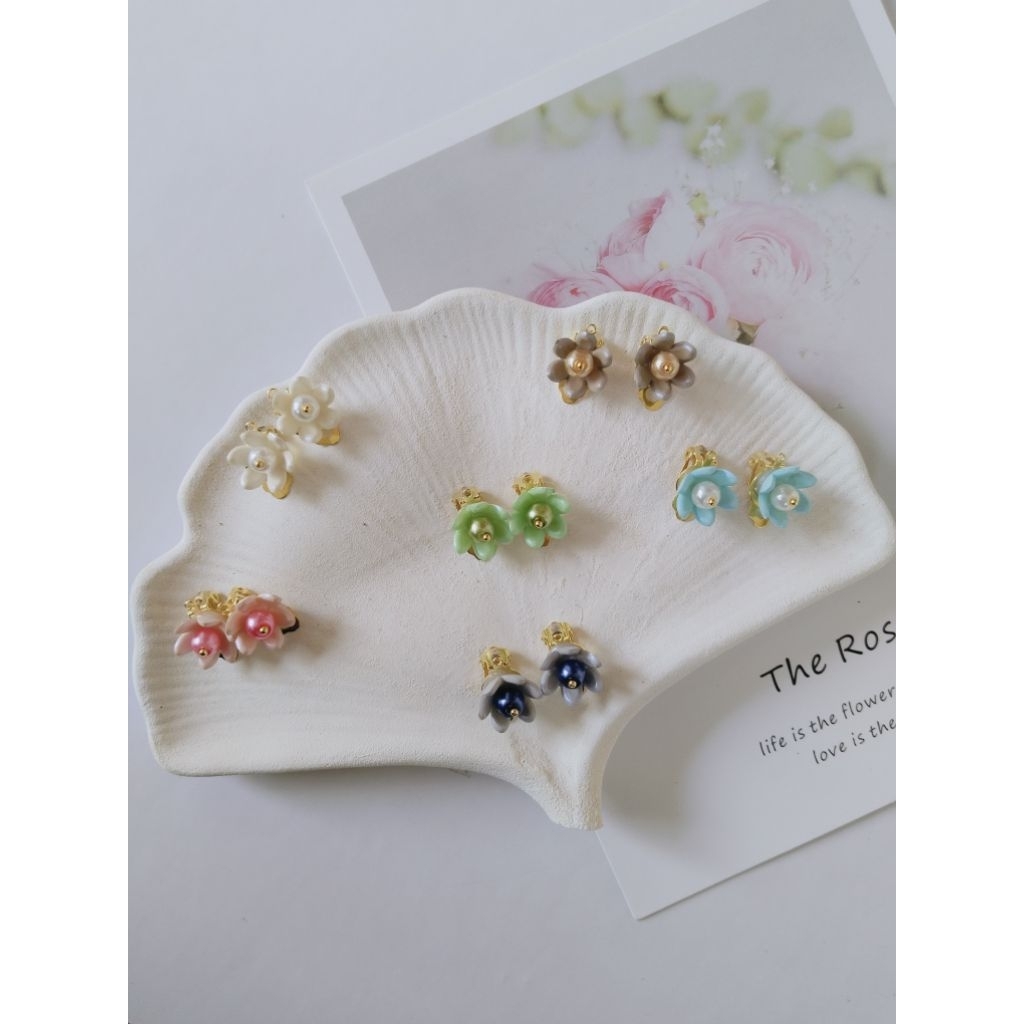 Anting Hijab Anting Klip Anting Jepit Anting Bunga / Aksesoris Hijab