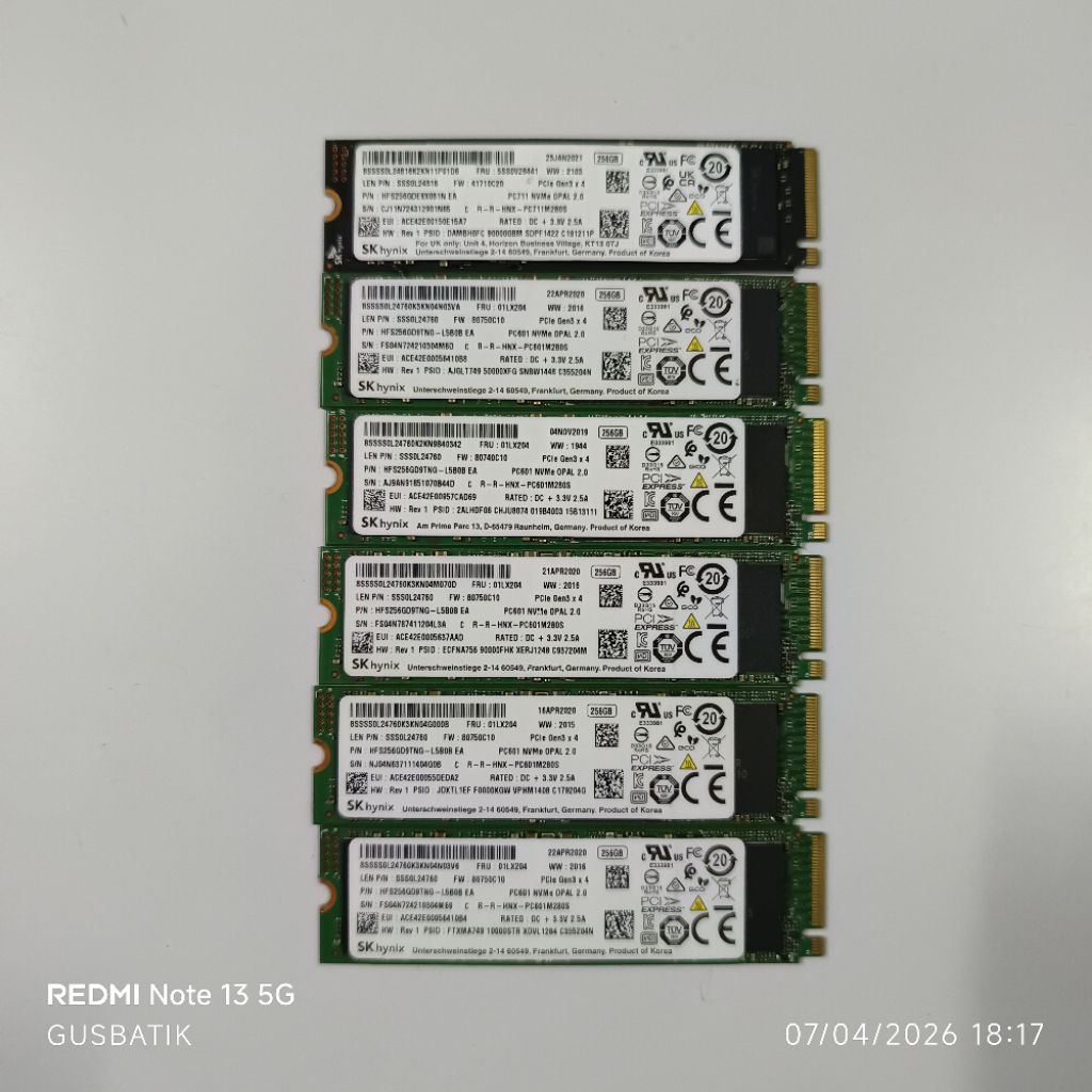 ssd m.2 nvme 256GB 2280 gen3 x4 samsung second bekas murah original