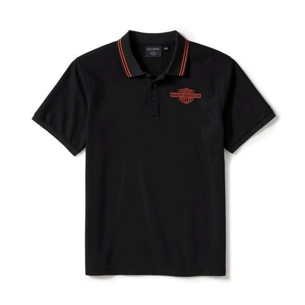 POLO SHIRT HARLEY-DAVIDSON MEN'S B&S SOLID PIQUE BLACK | KAOS KERAH PRIA ORIGINAL HD GENUINE USA 964