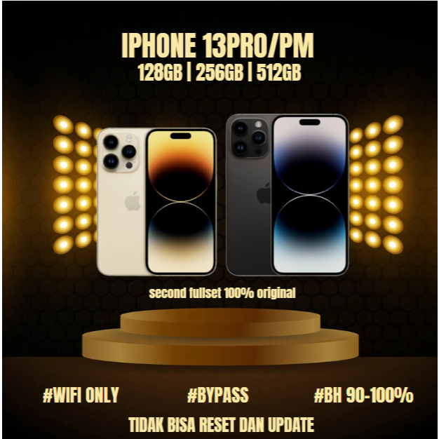 HP IPHONE 13 PRO/13 PRO MAX WIFI ONLY 128GB/256GB/512GB Bekas Second Original Mulus Fullset Game/Liv