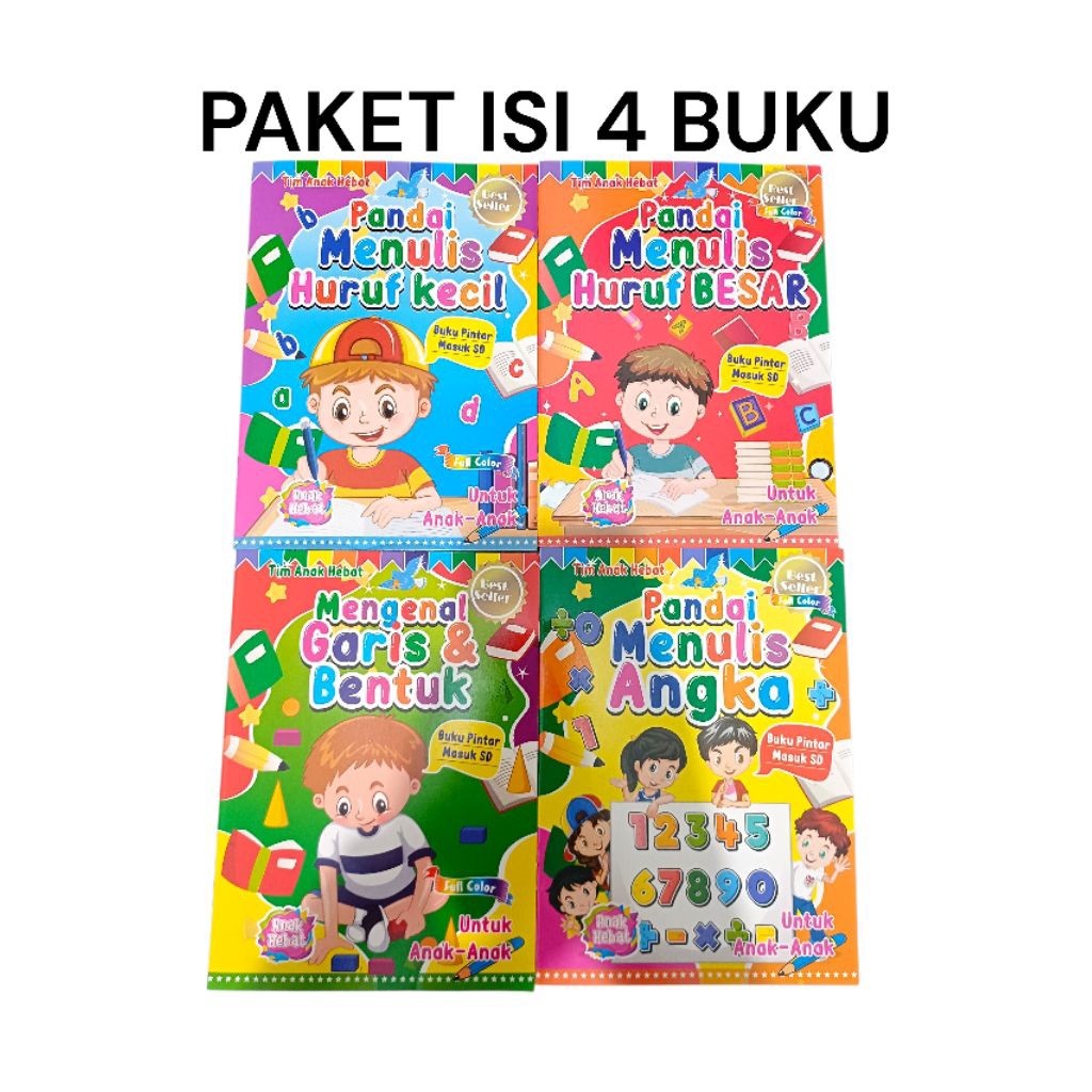 Buku PANDAI MENULIS Huruf Besar Huruf Kecil Angka MENGENAL Garis & Bentuk by AHE