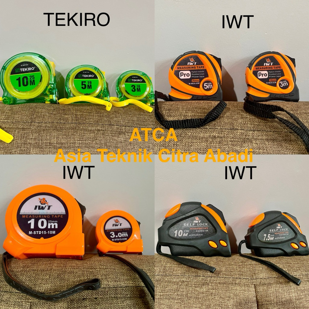 TEKIRO IWT Meteran Transparan / Meteran Rol Lapis Plastik ABS / Meteran Rol Lapis HD Karet  ( Heavy 