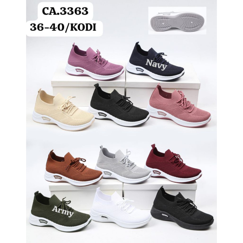 Sepatu Wanita Slip-on Rajut Nazaru Original Import Nyaman Anti Selip
