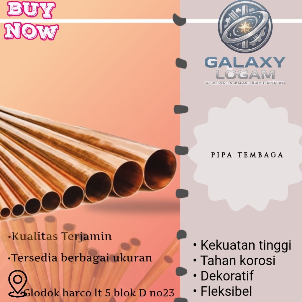 pipa tembaga diameter 10 mm tebal 1 mm