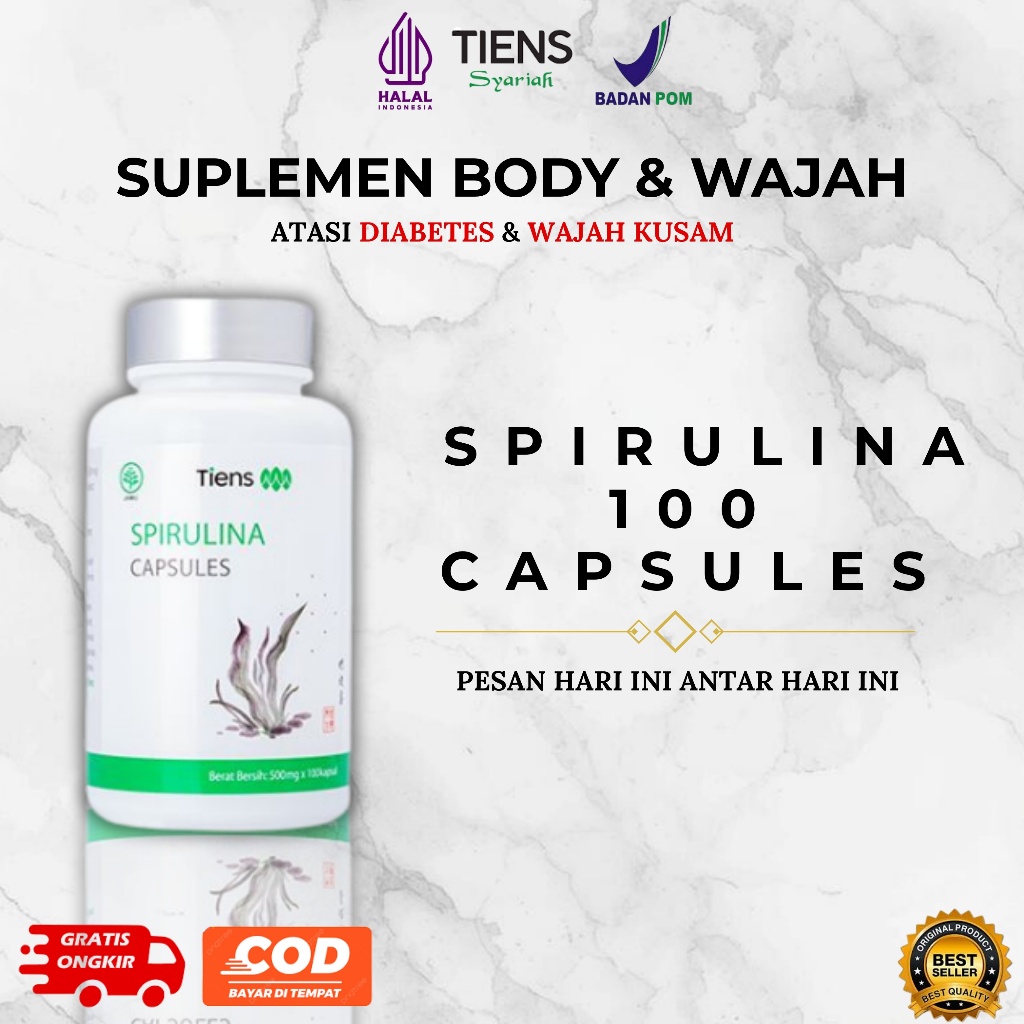 Spirulina Tiens Suplemen Anti Body & Masker Jerawat Herbal