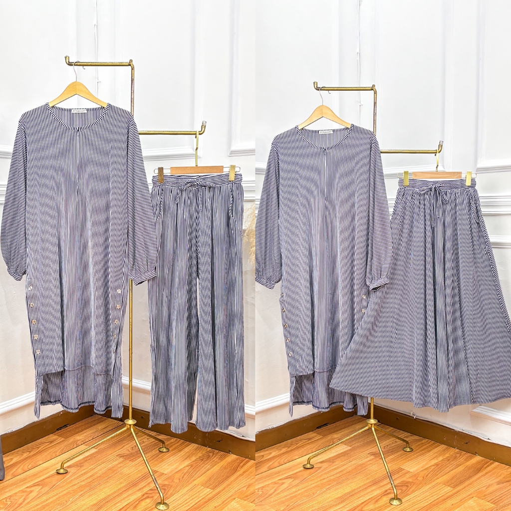 Setelan Tunik Kancing Busui Friendly Kaos Adem - JV Hasanah Midi Tunic