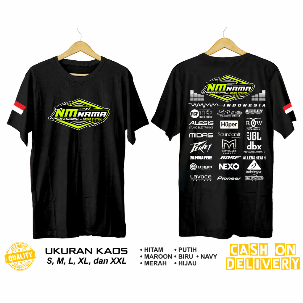 KAOS CUSTOM LOGO AUDIO SOUND SYSTEM & LIGHTING (BEBAS REQUEST NAMA AUDIO)/baju/kaos audio sound syst