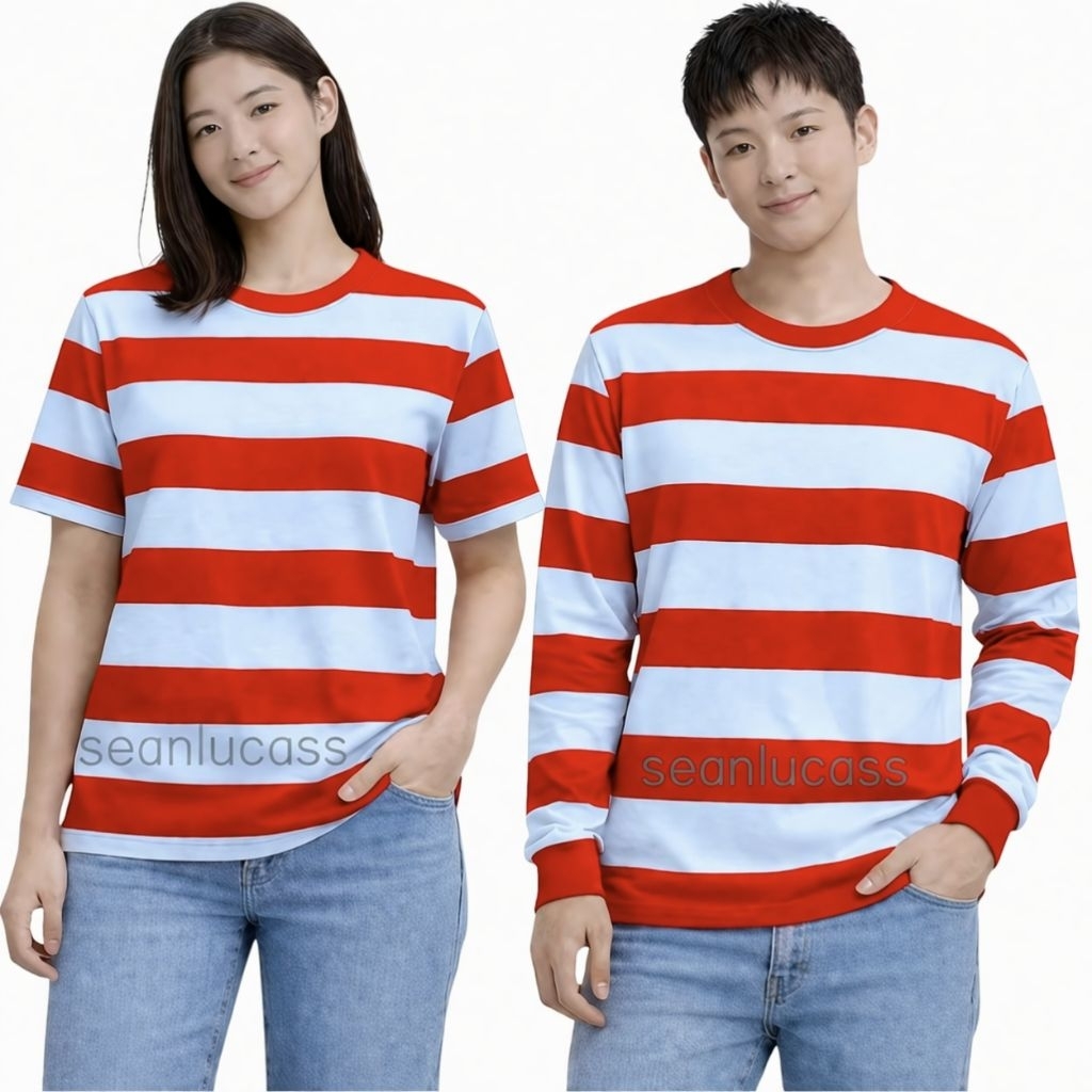 Kaos Sakera Kaos Polos Salur Merah Putih Lengan pendek Dan Panjang