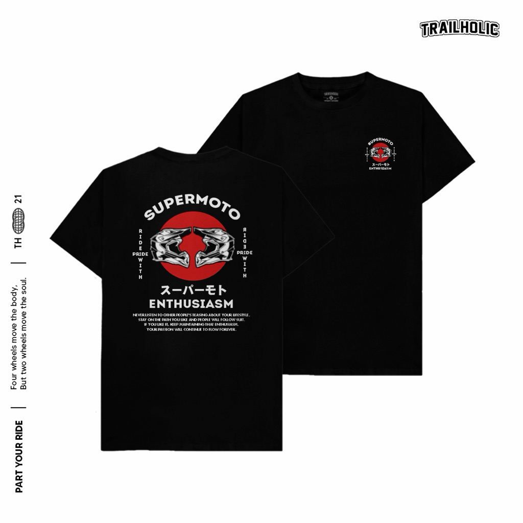 TRAIL HOLIC SUPERMOTO T-SHIRT HELMET SUPERMOTO ENTHUSIASM BLACK
