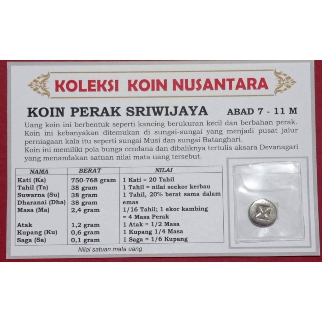 Koin Perak dan Perunggu Sriwijaya