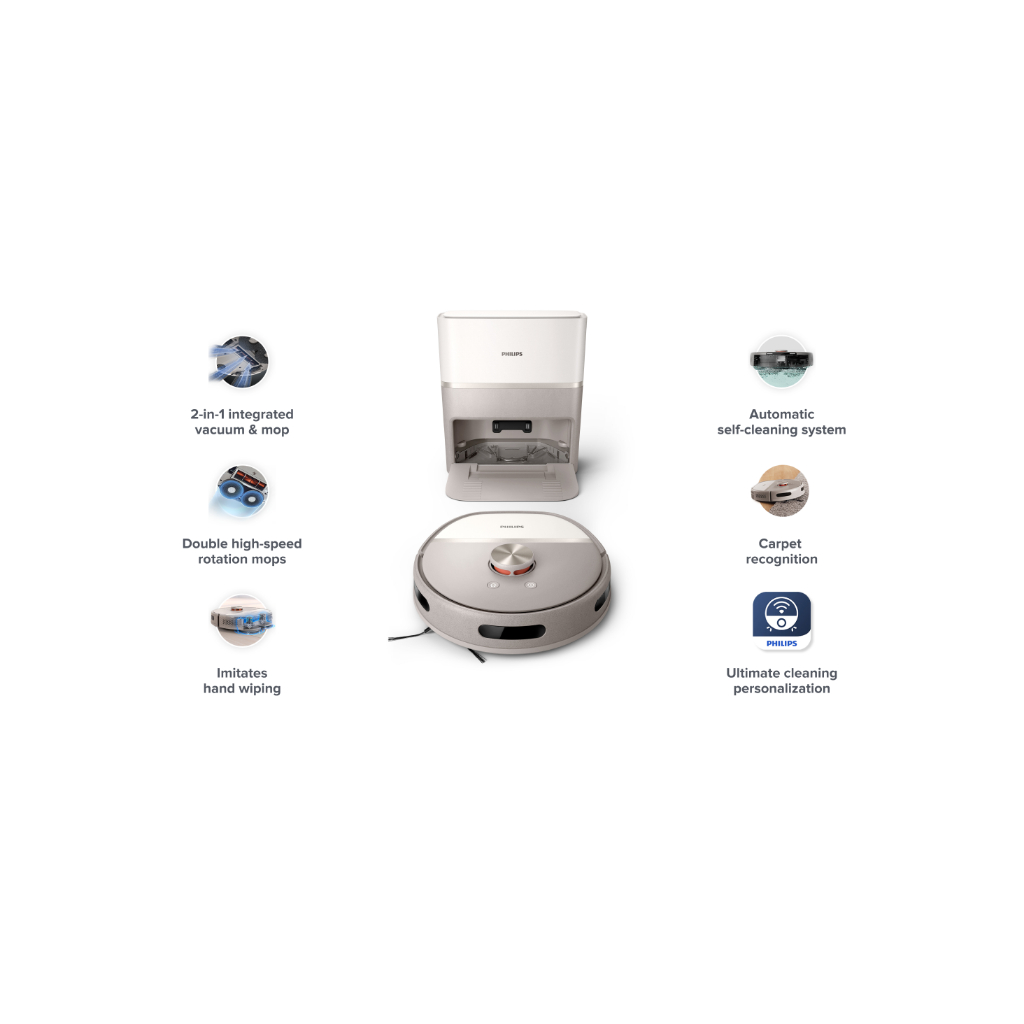 Philips HomeRun 6000 Series XU6500/82 - Vacuum and Mop Robot - Vacuum and Mop in one go, Automatic