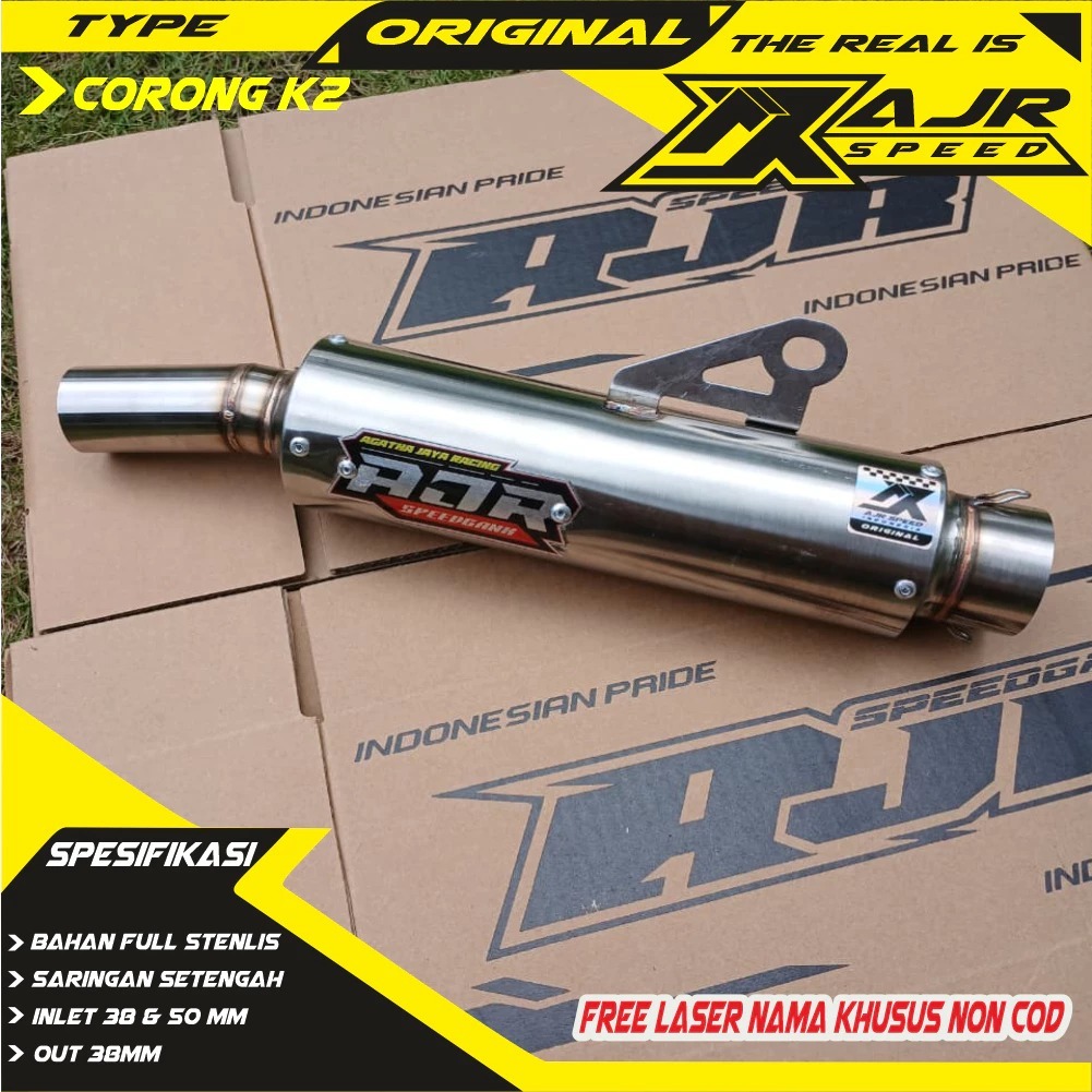 AJR SPEED Knalpot Salemba Inlet 38mm Silincer Knalpot tabung 28cm(FREE LASER NAMA)  Aerox Vario Nmax