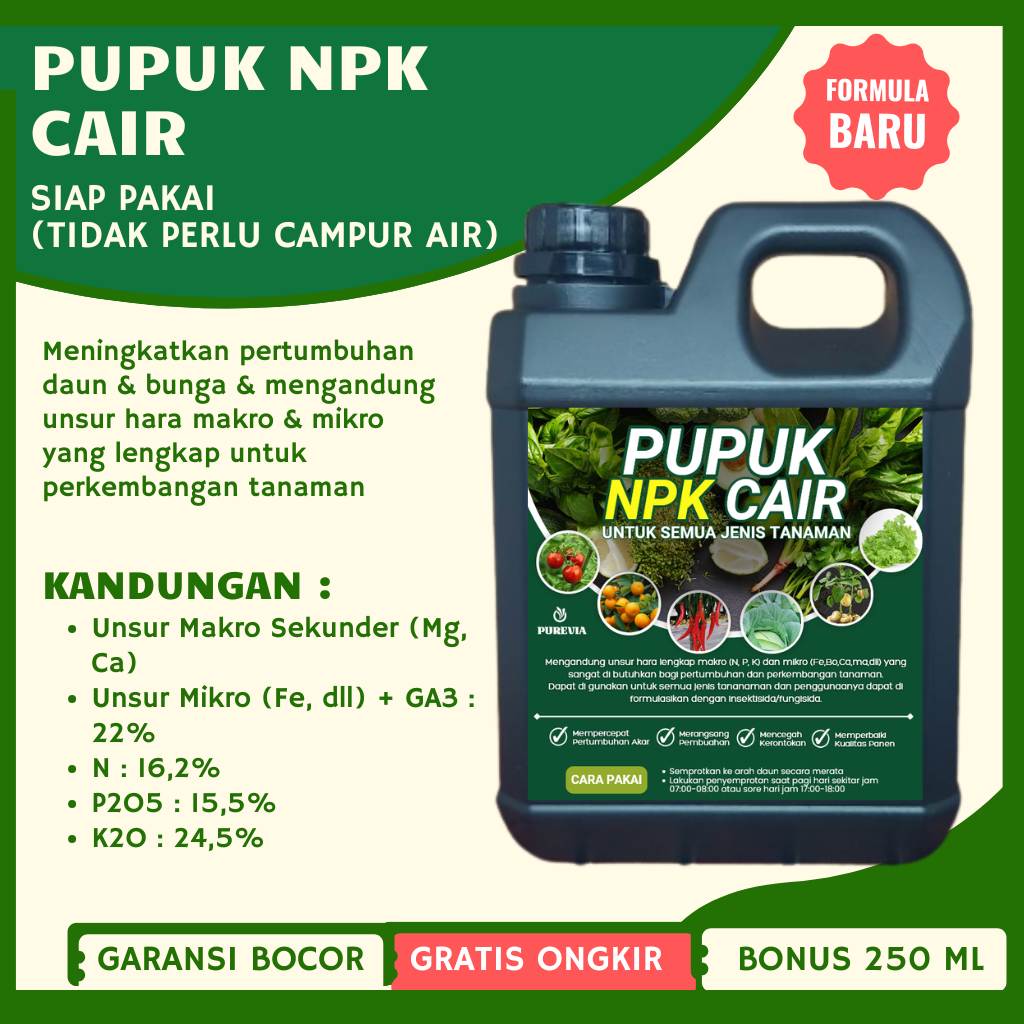 PUPUK NPK CAIR PERANGSANG DAUN, BUAH, BUNGA, AKAR DAN BATANG UNTUK SEMUA JENIS TANAMAN & MENCEGAH KE