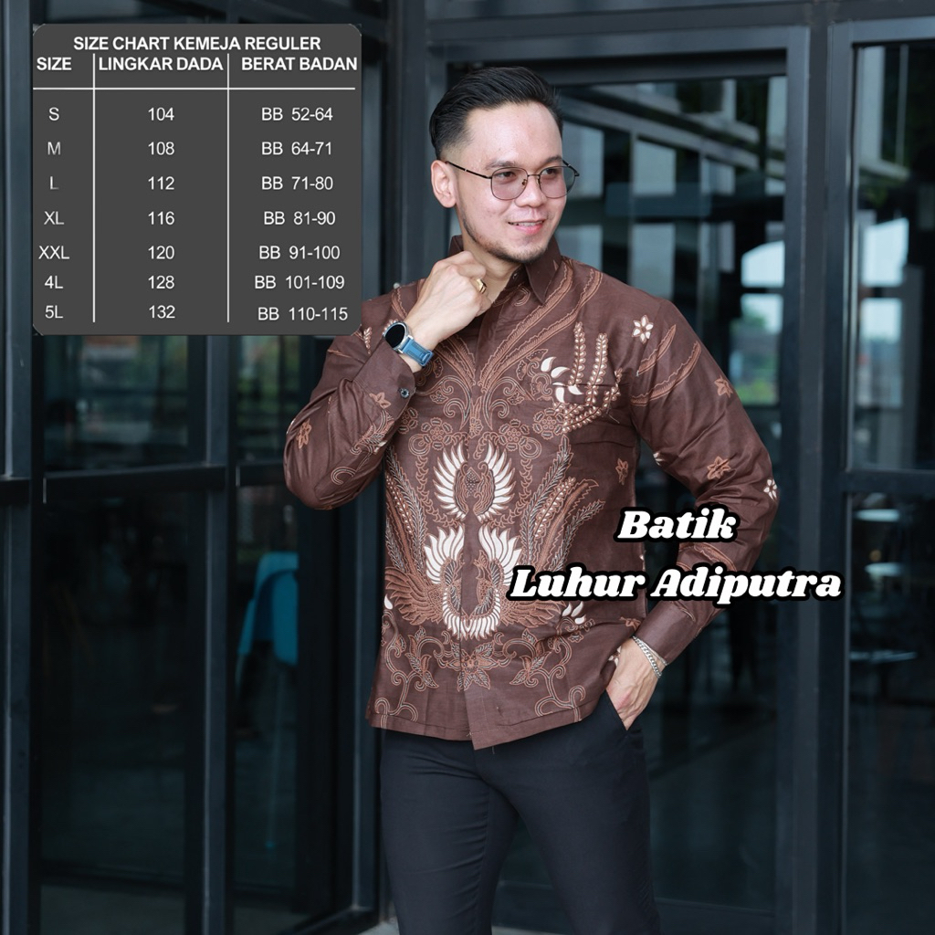 Pamungkas Mahoghani Kemeja Batik Katun Prima Premium Solo Luhur Adiputra Pria Motif Mewah Panjang