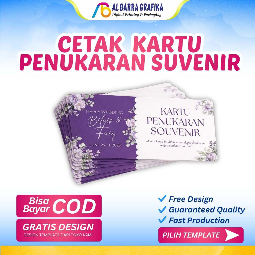 Kartu Kupon Penukaran Souvenir Photobooth Wedding Pernikahan Souvenir Tag Wedding Card /Cetak Kupon 