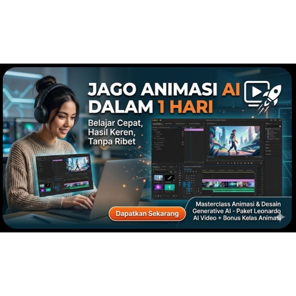 Masterclass Animasi & Desain Generative AI - Paket Leornardo AI Video + Bonus Kelas Animasi