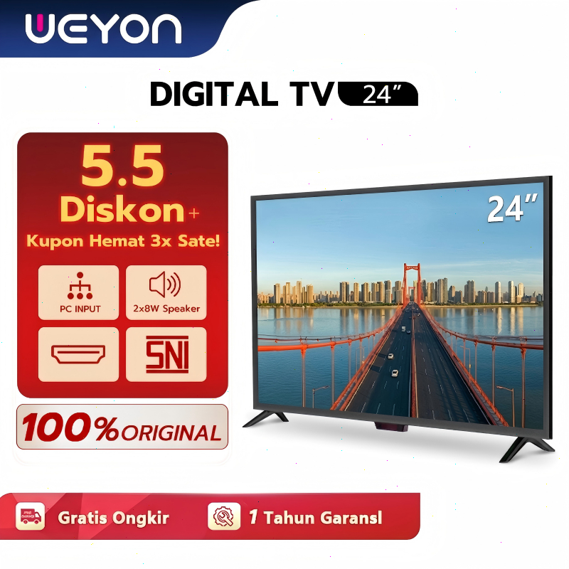 WEYON TV LED 24 32 Inch Digital TV DVB-T2 Full HD Slim Bezel - Garansi Resmi 1 Tahun Bisa COD