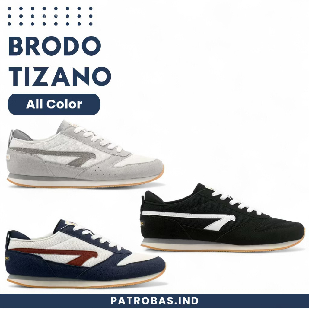 BRODO Tizano Black White Sepatu Sneakers Casual Sport Pria Hitam Putih Original