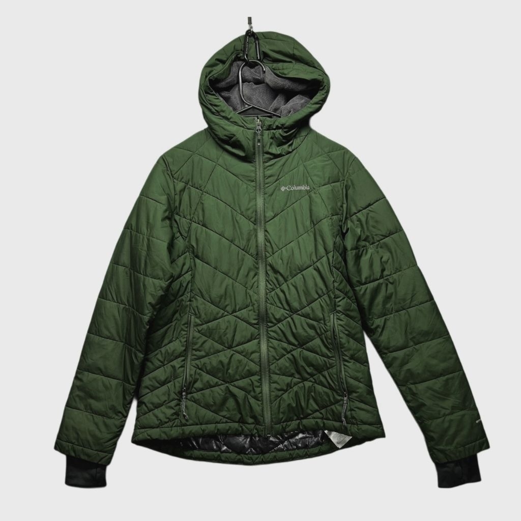 Columbia Jacket Green Heavenly Hooded Omni-Heat Insulated Winter Puffer - 1416