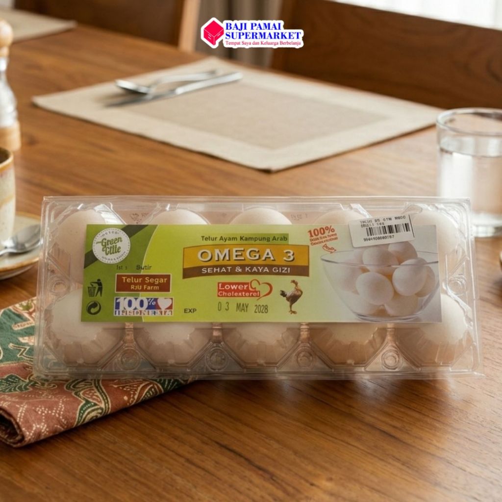 Telur Ayam Kampung Arab Omega 3 isi 10 Butir - GV Green Ville