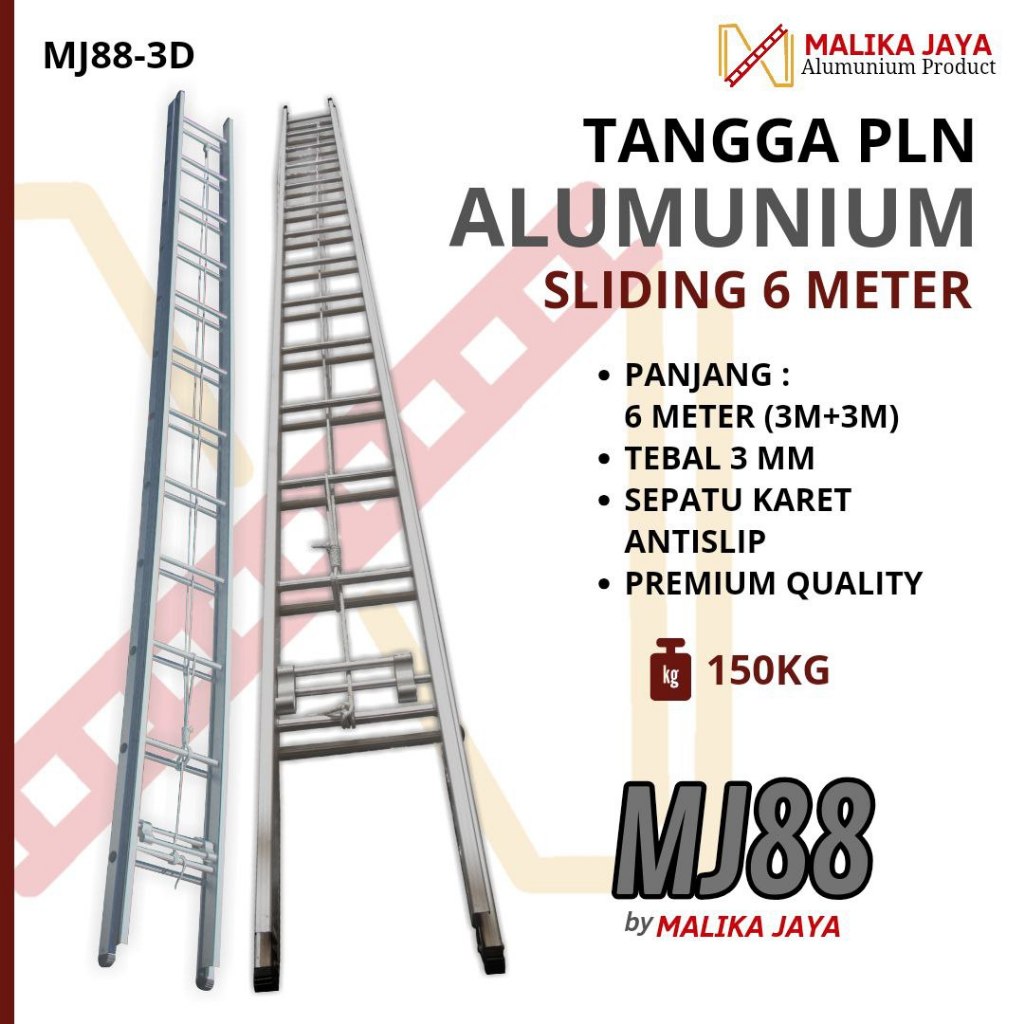 Tangga PLN MJ88 Double 6D | 12 Meter | Sliding Sorong