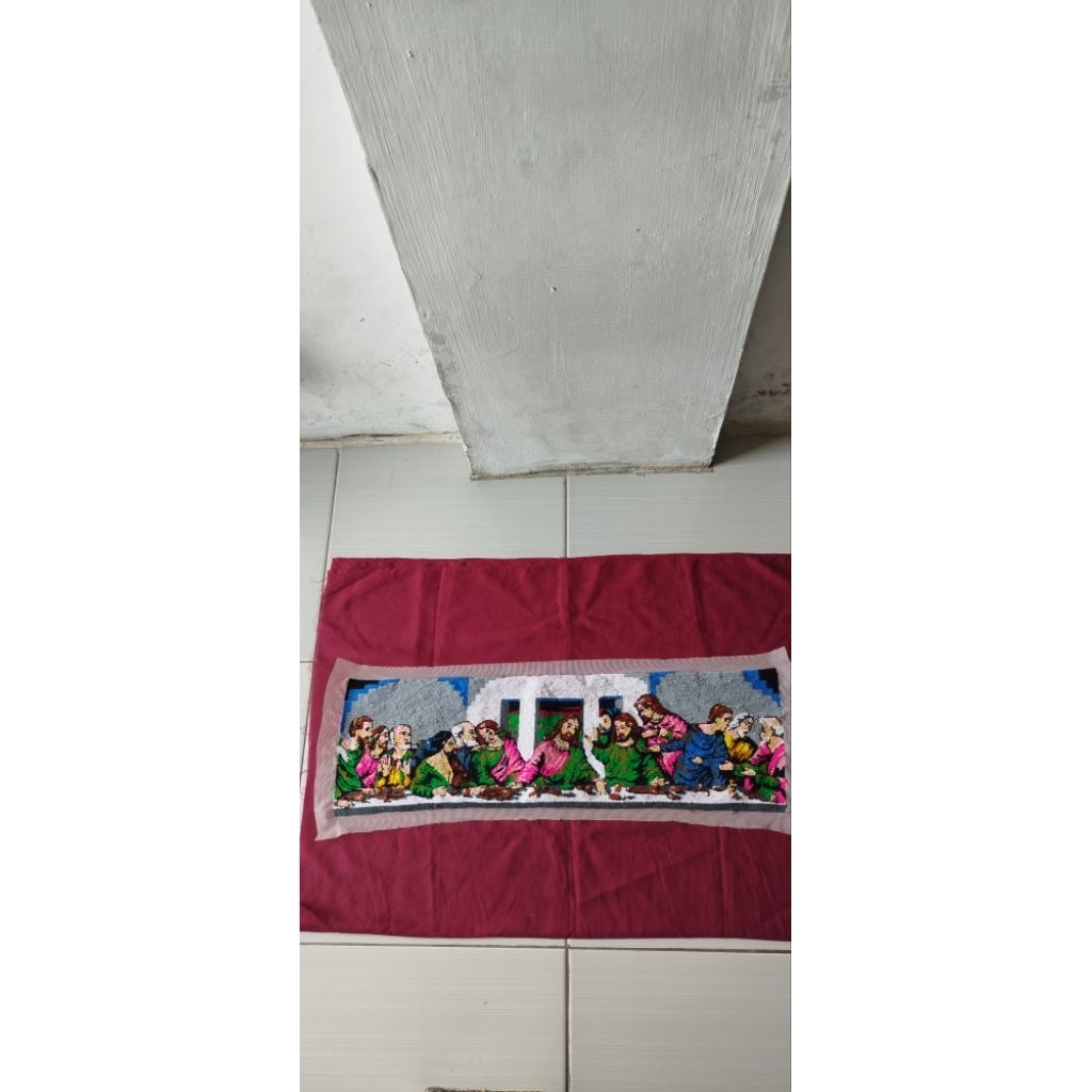 hiasan dinding perjamuan kudus kristik handmade