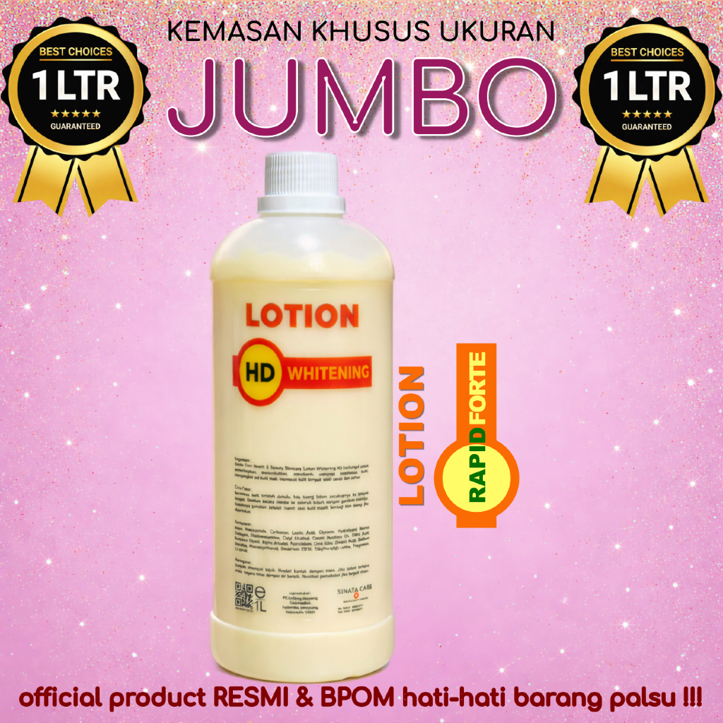 JUMBO 1 LITER | LOTION WHITENING HD | New Hand Body Lotion Fast Whitening 1 liter | Mencerahkan Kuli