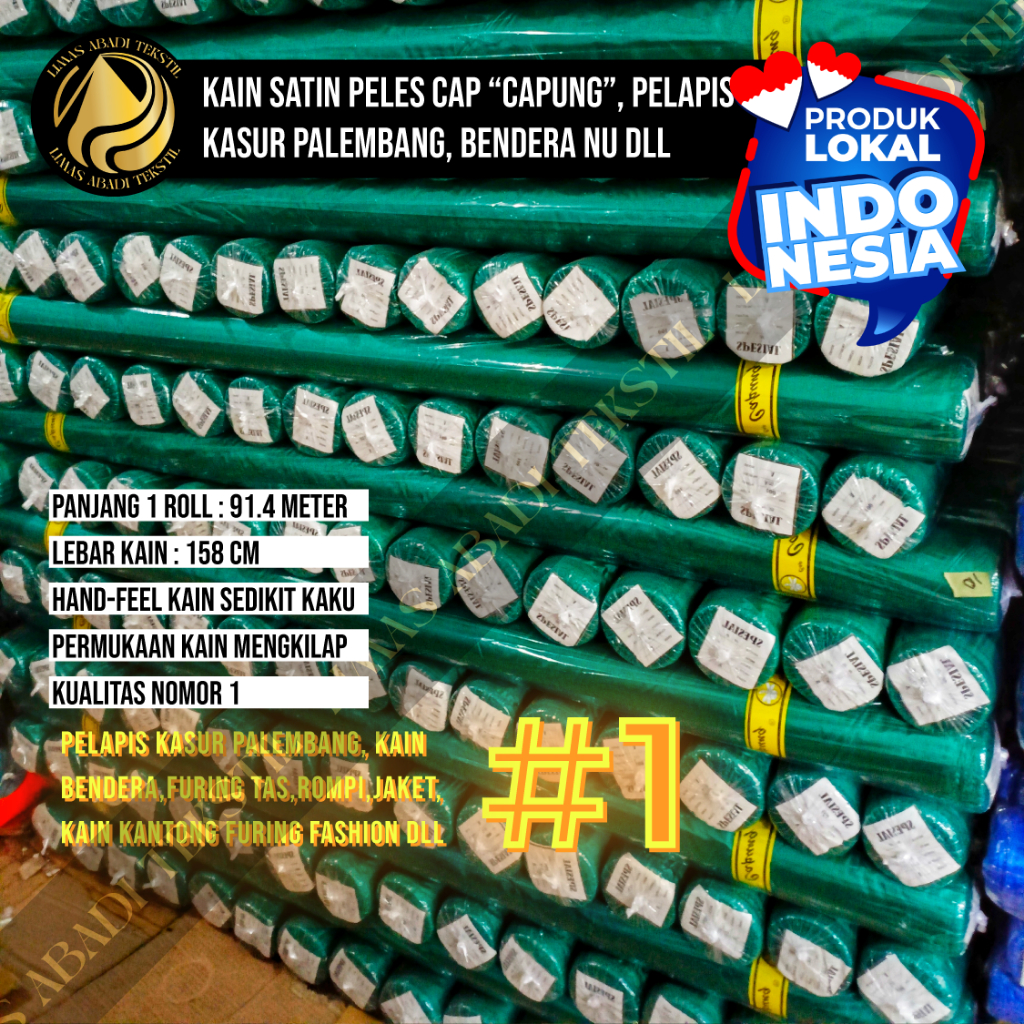 Grosir Kain Peles Capung (Hijau Botol)1 Roll 50 100 yard Bahan Bendera NU Umbul Umbul Furing Almamat