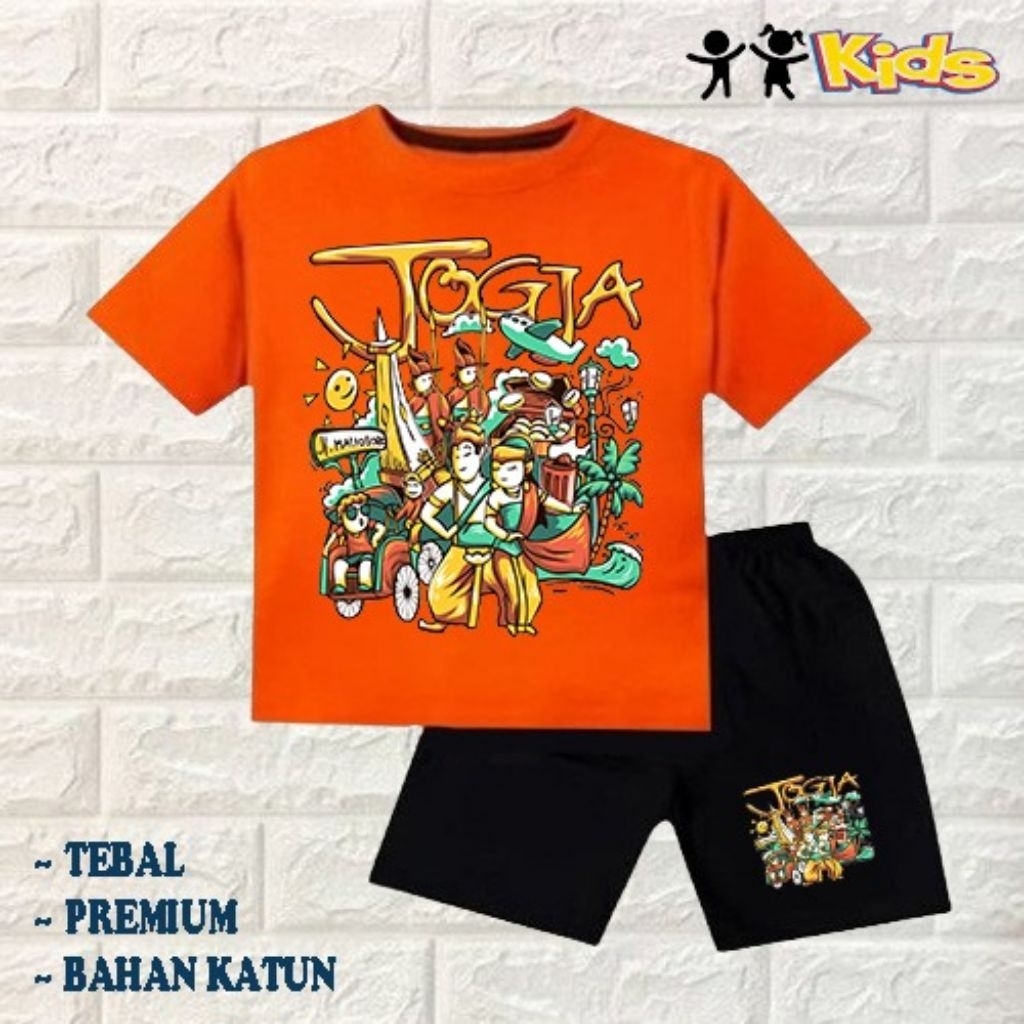 setelan baju anak laki-laki perempuan baju kaos anak laki-laki perempuan motif Jogja Malioboro umur 