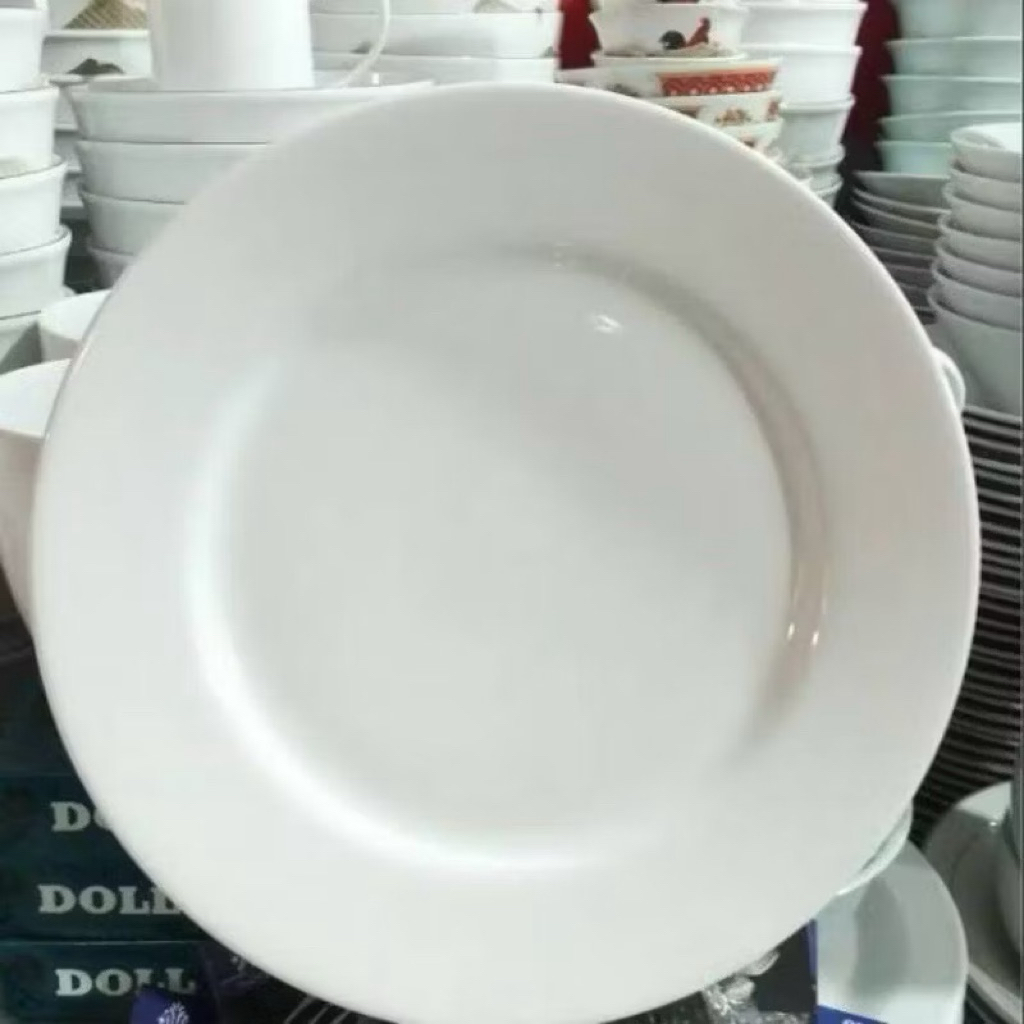 piring ceper 10 inch 27cm putih polos by indo keramik per (1 lusin)