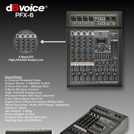 Power Mixer dbvoice PFX 6  mixer power 6channel db voice pfx6 Original 6 Channel