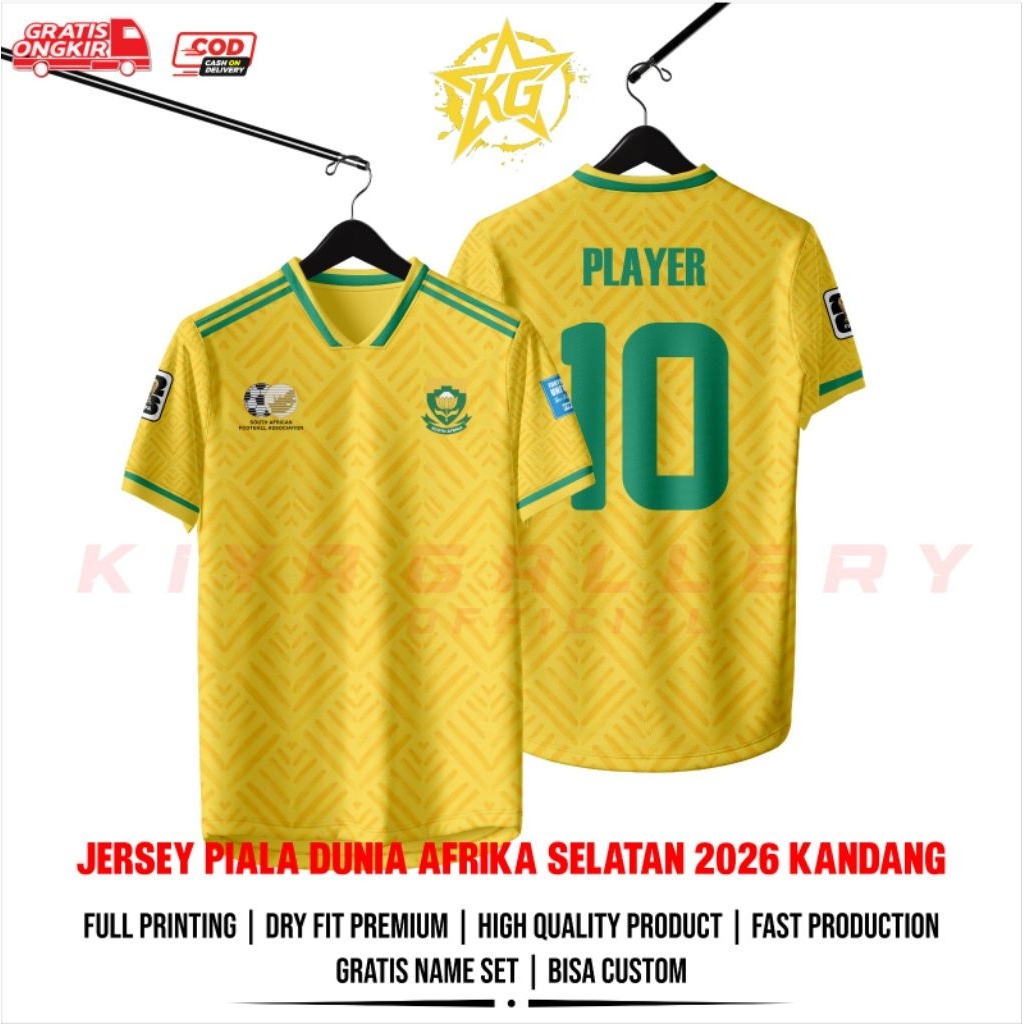 JERSEY PIALA DUNIA AFRIKA SELATAN 2026 KANDANG FULL PRINTING GRATIS NAMA DAN NOMOR