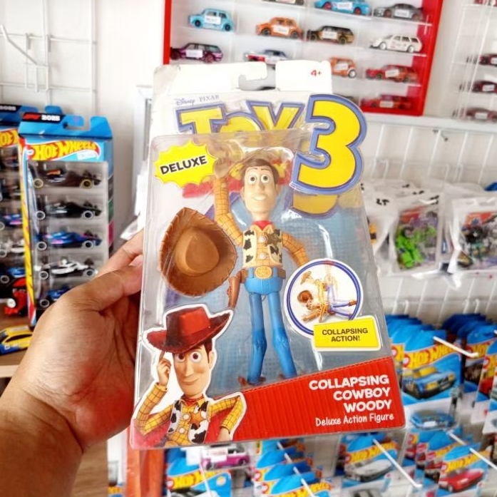 MAINAN ANAK ACTION FIGURE TOY STORY 3 DELUXE EDITION WOODY COLLAPSING ACTION ORIGINAL MATTEL DISNEY 