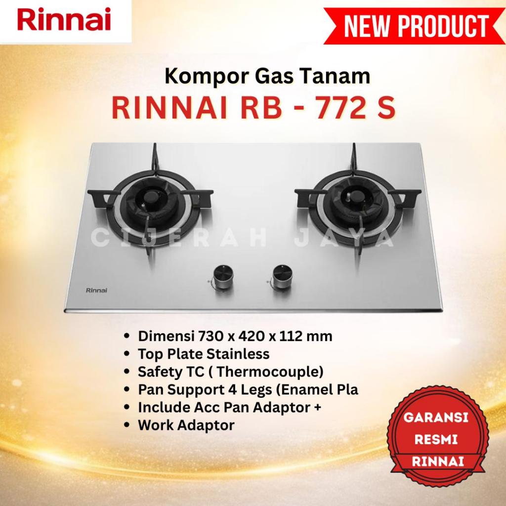 RINNAI KOMPOR TANAM GAS STAINLESS RB 772RO S RB772RO(S) RB 772S / BUILT IN HOB RINNAI KOMPOR STAINLE