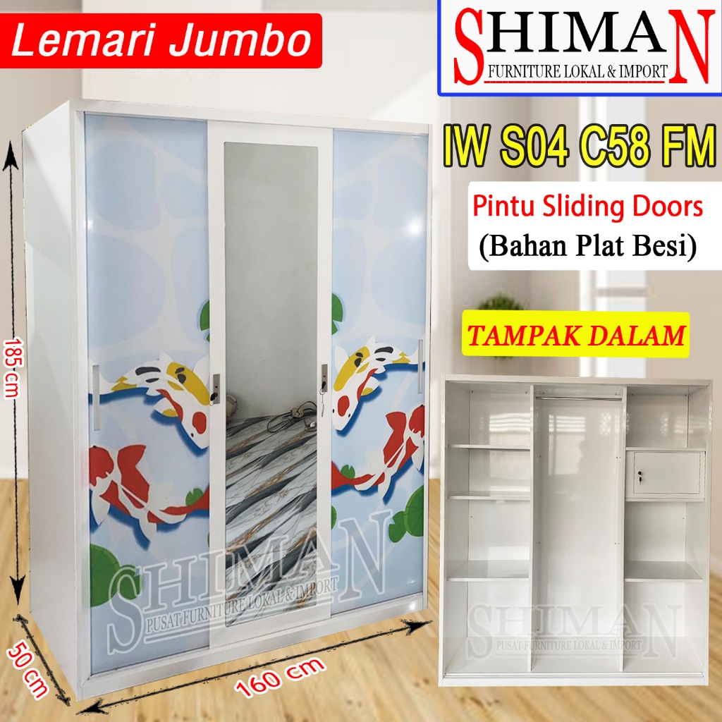 Lemari Pakaian Besi 3 Pintu Jumbo Importa