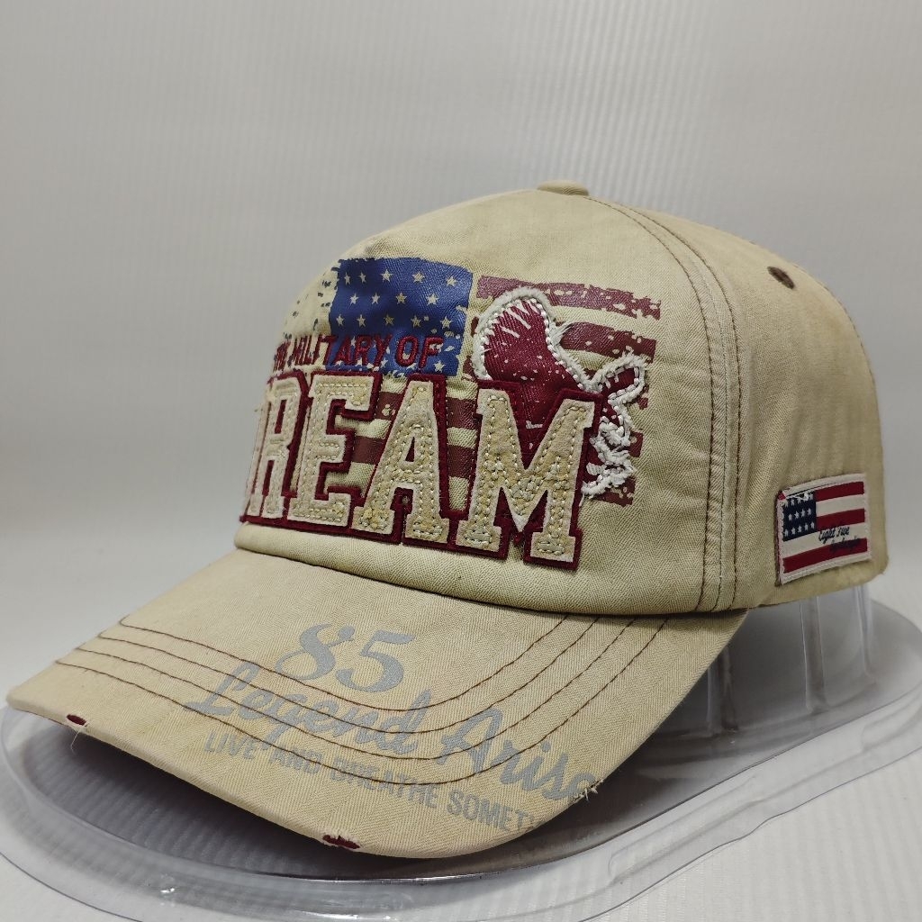Topi Army Vintage Chunglim Military Cap Khaki Distressed Style Adjustable