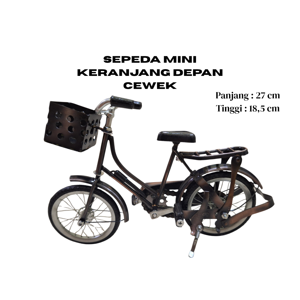 Miniatur Sepeda Mini Keranjang Depan Cewek | Miniatur Sepeda | Hiasan Sepeda