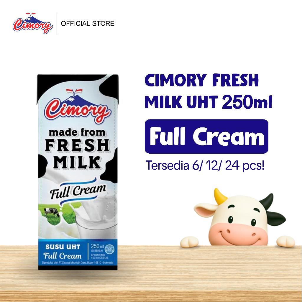 Cimory Fresh Milk UHT Full Cream 250ml - Tersedia isi 6, 12, dan 24 pcs: Susu Sapi Segar dengan Rasa