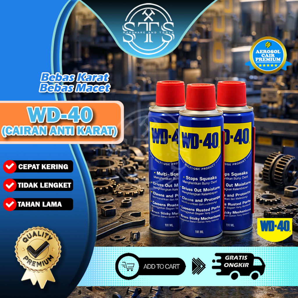 WD-40 Pelumas Anti Karat 220ml  - Serbaguna, Multifungsi, Perlindungan Karat, Mudah Digunakan WD 333