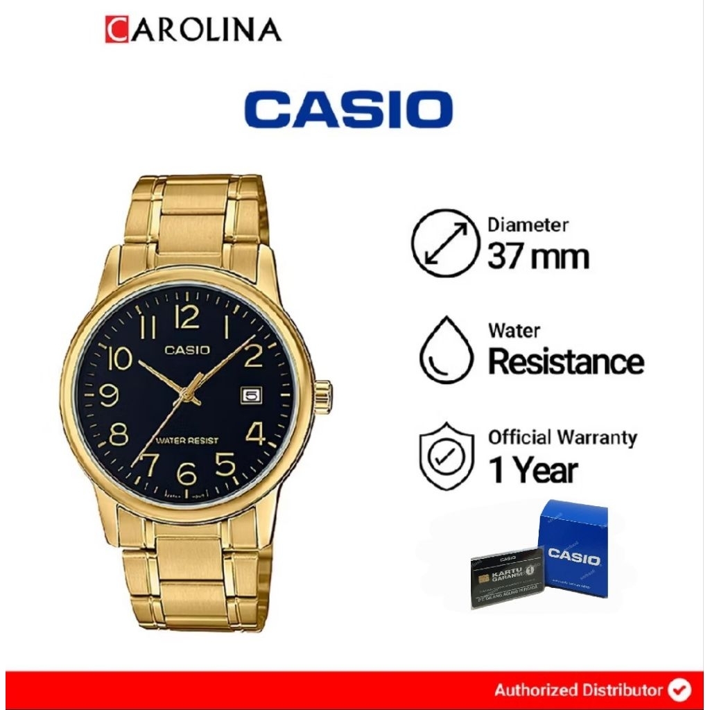 JAM PRIA CASIO MTP-V002G-1B ORIGINAL