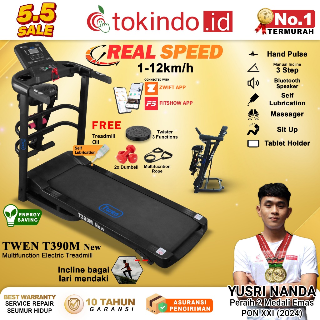 Treadmill Listrik Portable Multifungsi dengan Desain Lipat dan Konsumsi Daya Rendah untuk Latihan di
