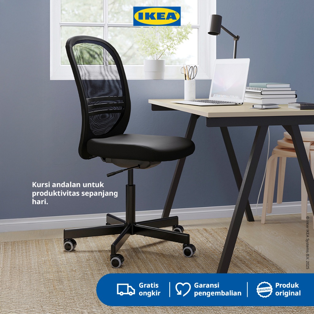 IKEA FLINTAN Kursi Kerja Kantor Dapat Diputar Serbaguna Ergonomis