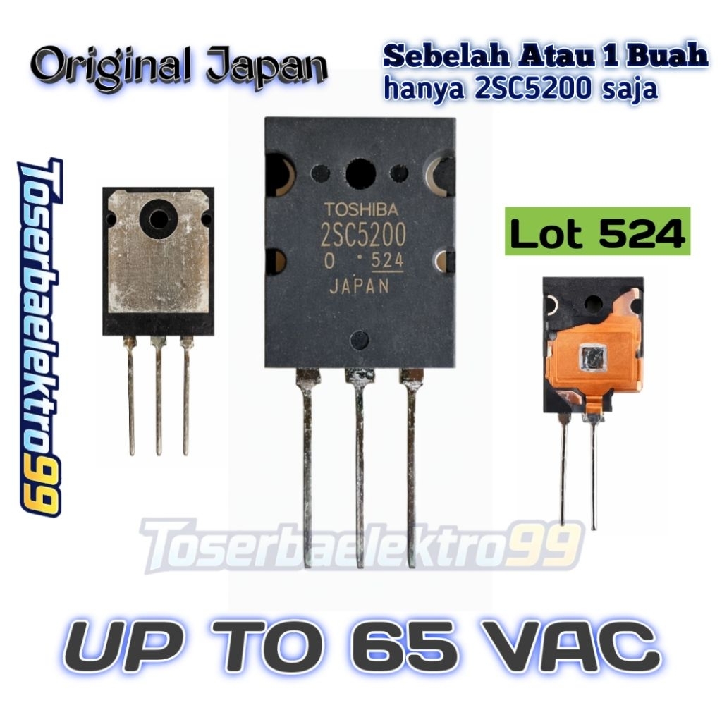 Transistor Toshiba Sebelah 2SC5200 Saja (NPN) Lot 524 Original Japan Transistor Toshiba Pincang C520