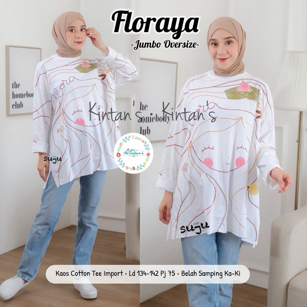 FLORAYA jumbo oversize || kaos suju || kaos wanita