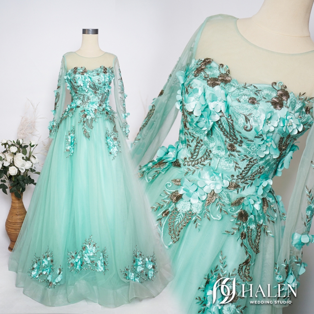 [SEWA] Gaun Pre Wedding Pernikahan Warna Pirus Tosca - Tosca Pre Wedding Dress