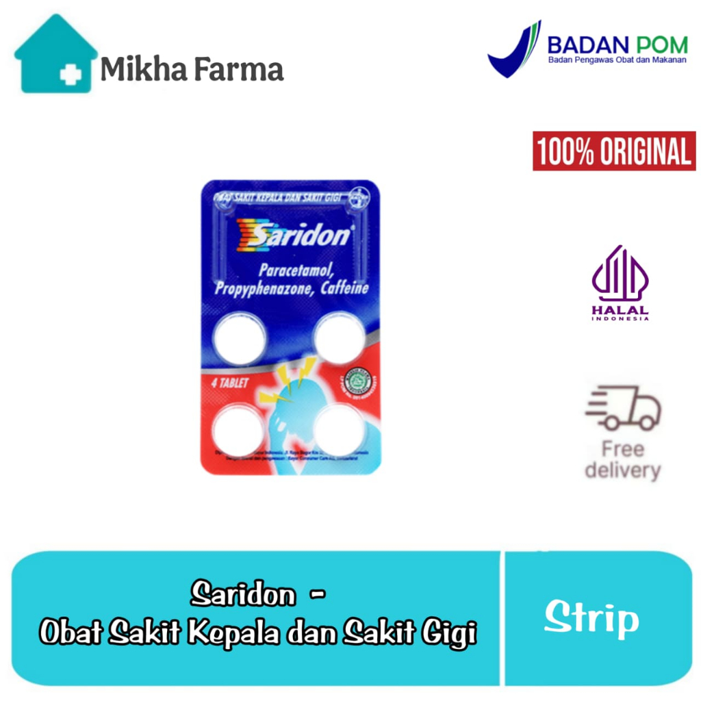 Saridon ( 4 Tablet ) - Obat Sakit Kepala dan Sakit Gigi